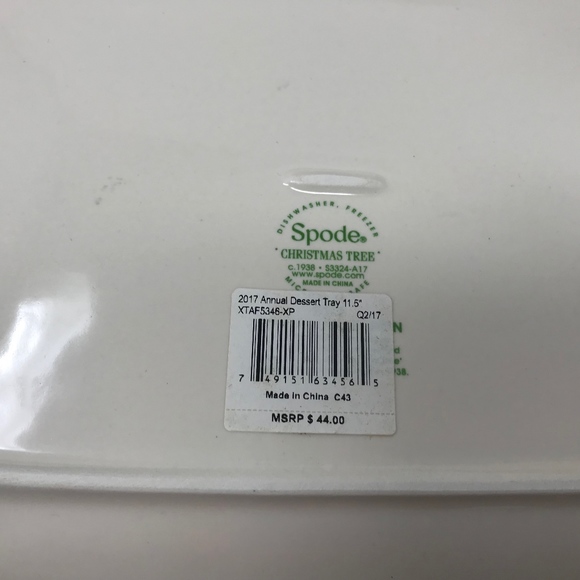 Spode 2017 Annual Dessert Tray Christmas Tree Rectangular With Handles New - Picture 4 of 7
